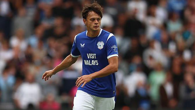 Perry Ng in action for Cardiff City against Derby County at Pride Park.