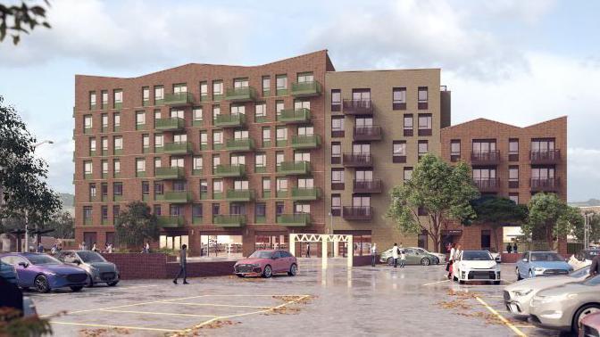 An artist's impression of the new flats in Dorking