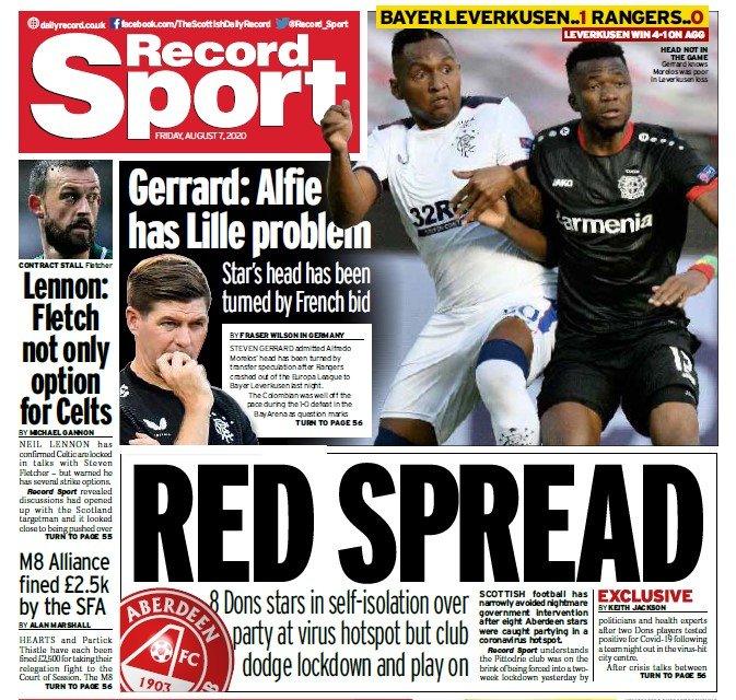 The Daily Record report that eight players were in the same bar on Saturday