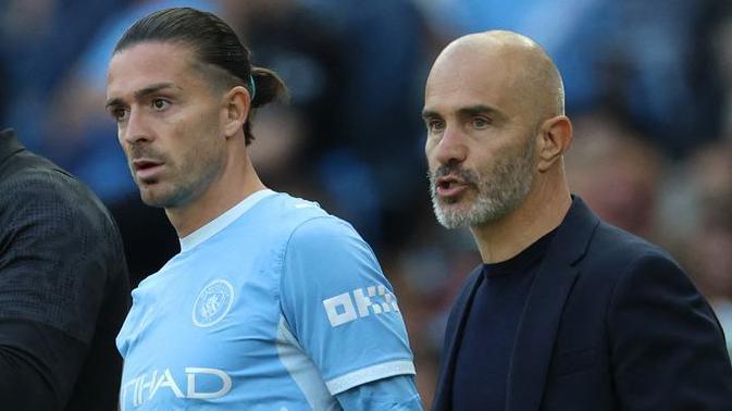 Jack Grealish with Manchester City manager Enzo Maresca