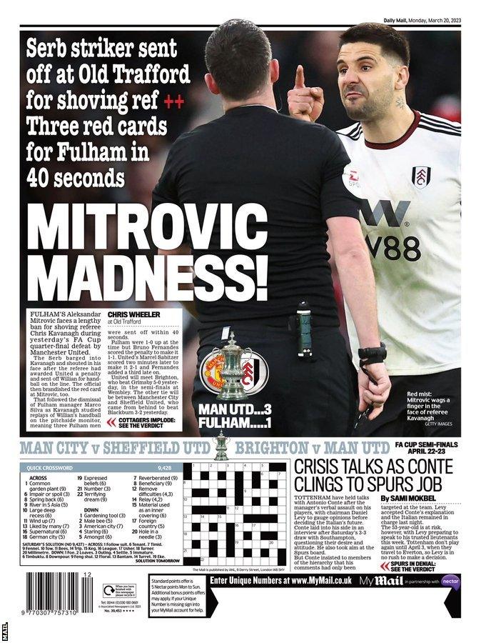 The back page of Monday's Mail