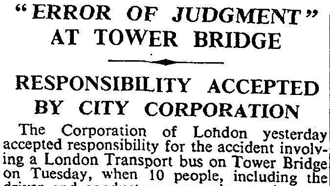 Excerpt of archive newspaper cutting from the day after the bridge opening incident. 