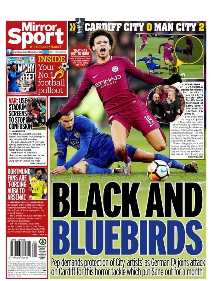 Monday's Mirror back page