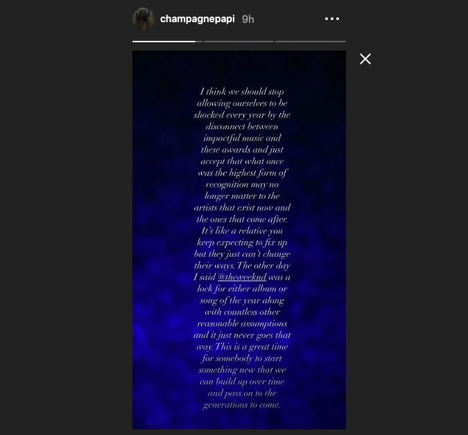 Drake's Instagram statement