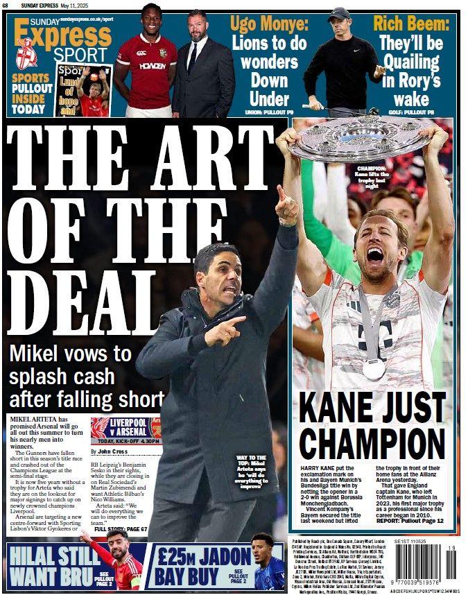 The back page of the Sunday Express