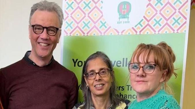 Prof Karl Atkin, Dr Sangeeta Chattoo, senior research fellow and Violet Cannon of York Travellers Trust