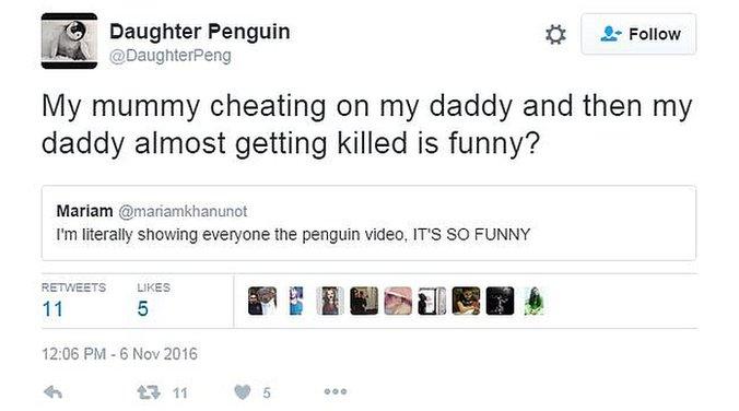 Tweet from Daughter Penguin