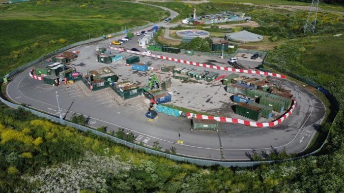 Aerial image of Hempstead Recycling Centre in Gloucestershire