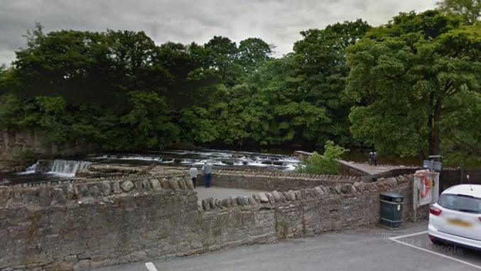 A view of Richmond Falls, a series of small waterfalls, from a nearby car park.