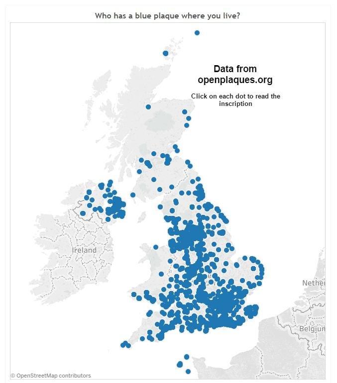 Map of where plaques are