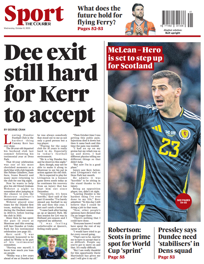 The back page of The Courier on 081025