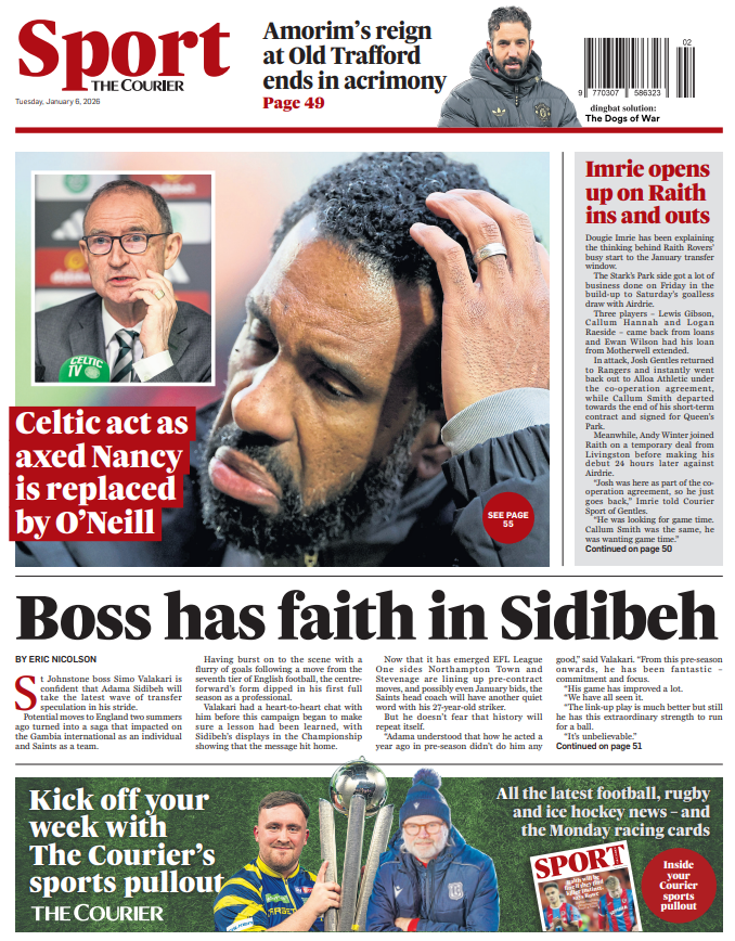 The back page of the Courier on 060126