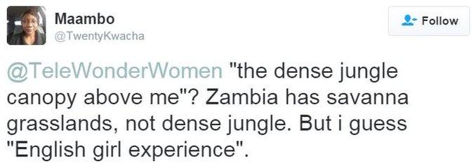 Tweet saying Linton described Zambian landscape wrong