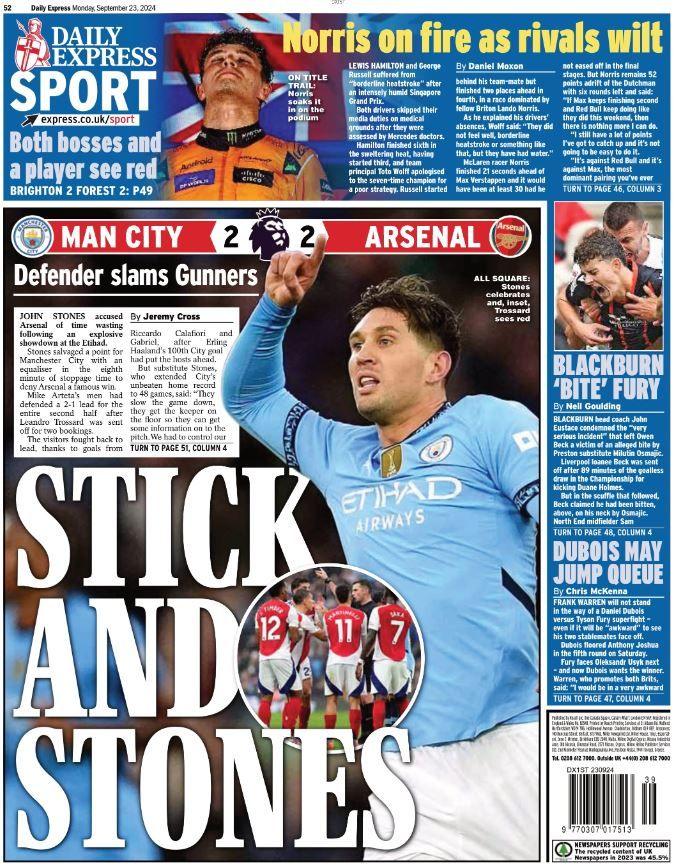 Back page of the Express