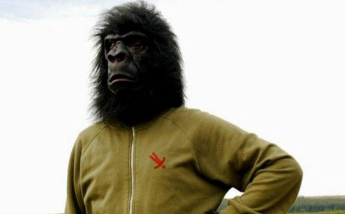 A man in a gorilla suit