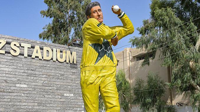 Statue of Wasim Akram at the Niaz Stadium, Hyderabad