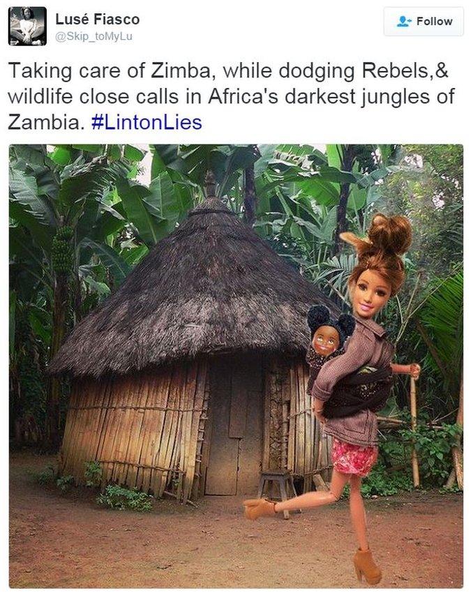 Tweet showing Barbie aid worker