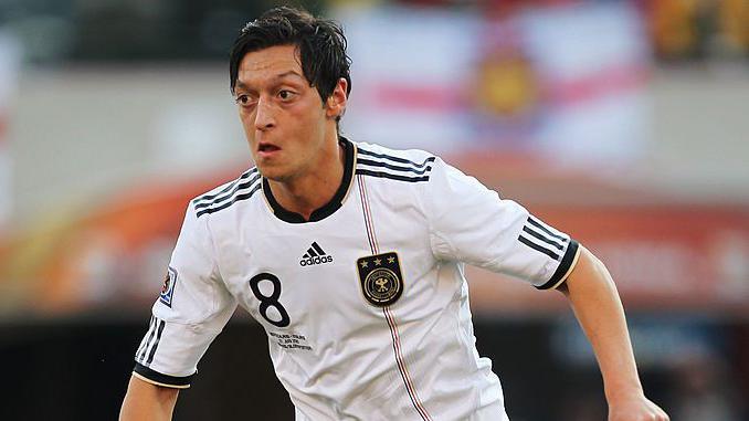 Mesut Ozil playing for Germany at the 2010 World Cup