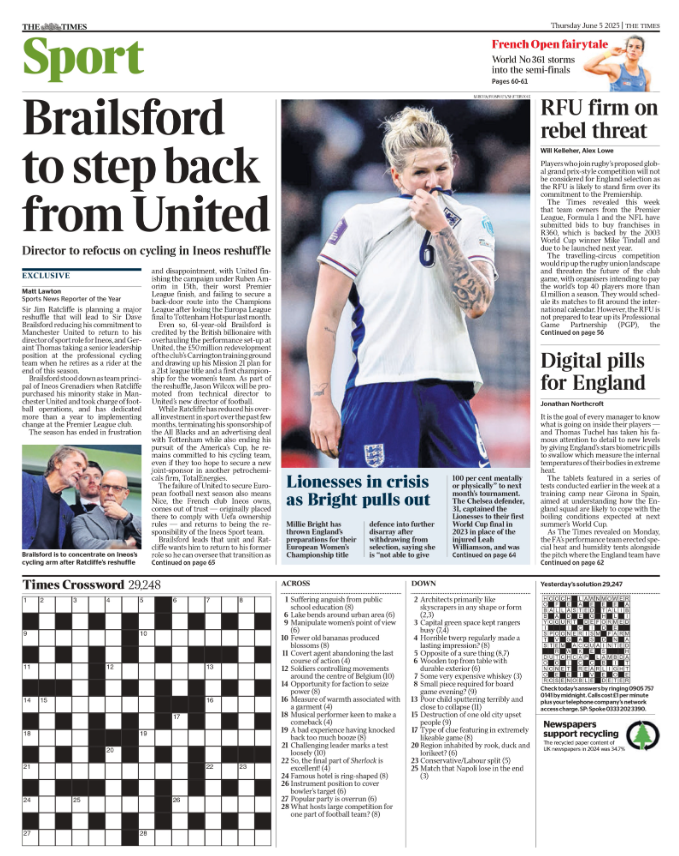 Back page of the Times