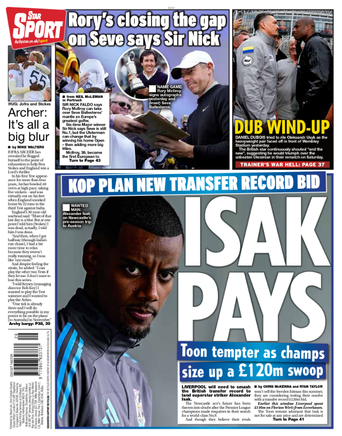 Back page of the Sport