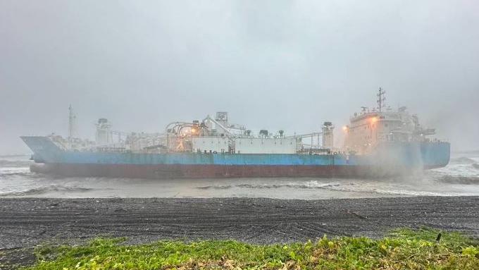 One of the foreign ships that ran aground