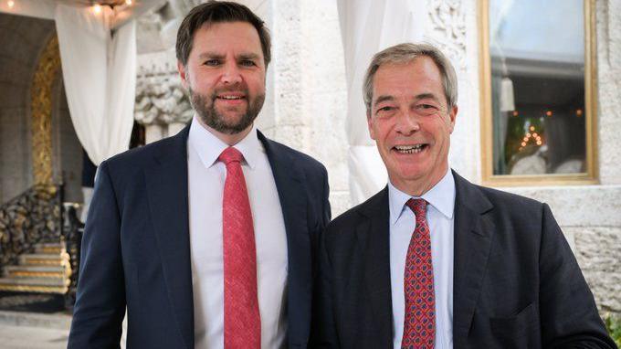 JD Vance and Nigel Farage smile for the camera