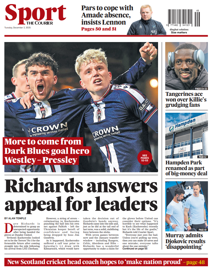 The back page of The Courier on 021225