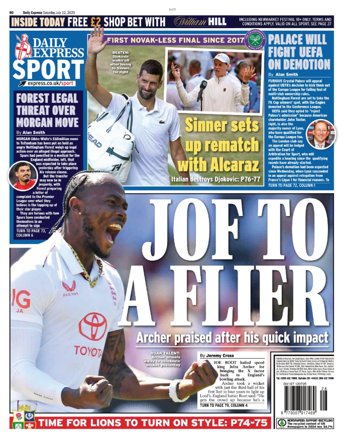 Back page of the Express