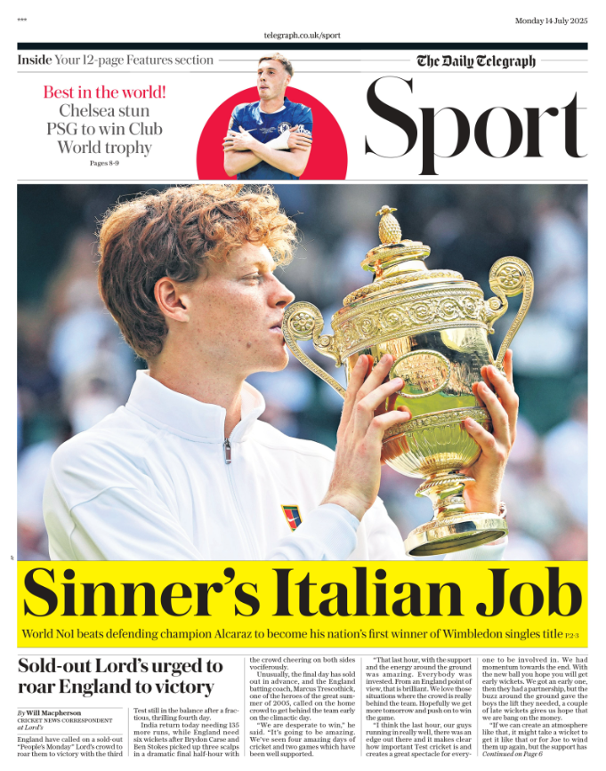 Back page of the Telegraph