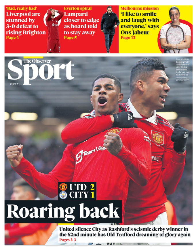 Observer sport section front page