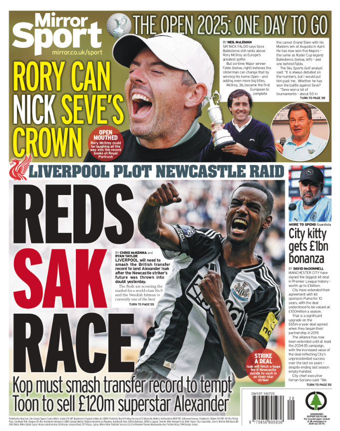Back page of the Mirror
