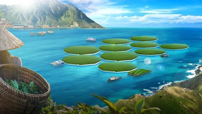 Artist's impression of rice farms in ocean