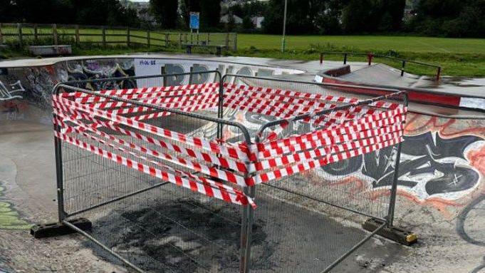 The damage from the fire at Flowerpot skate park in Exeter