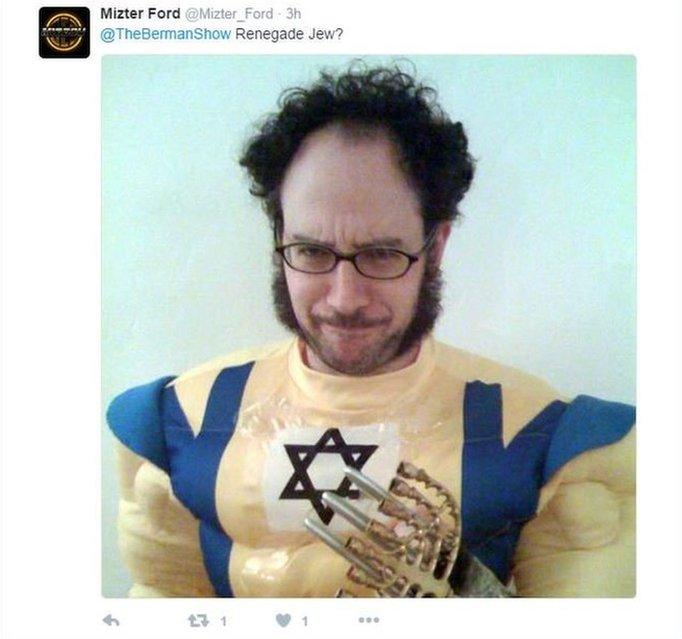 Tweet using Jewish superhero meme