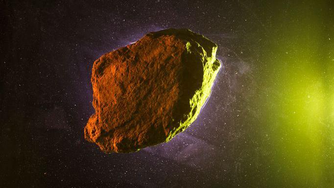 An illustration of an asteroid in space