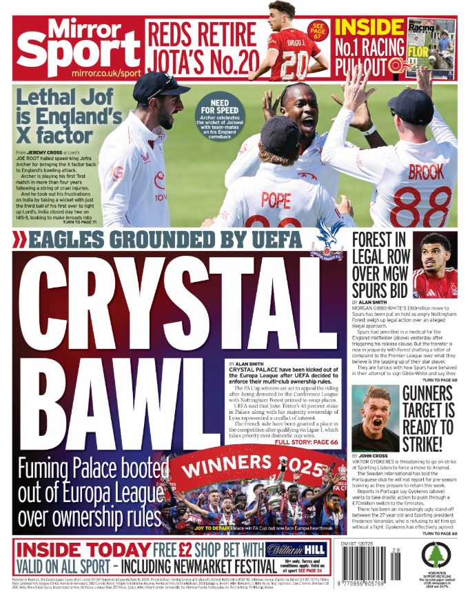 Back page of the Mirror