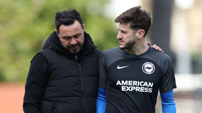 Lallana (right) played under De Zerbi at Brighton between 2022 and 2024