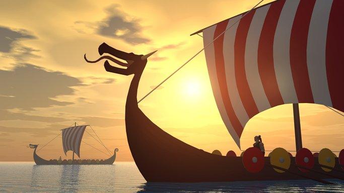 Viking Ships sailing.