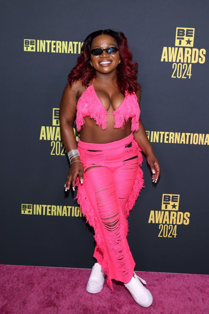 South African artist Makhadzi walks the BET Award red carpet.