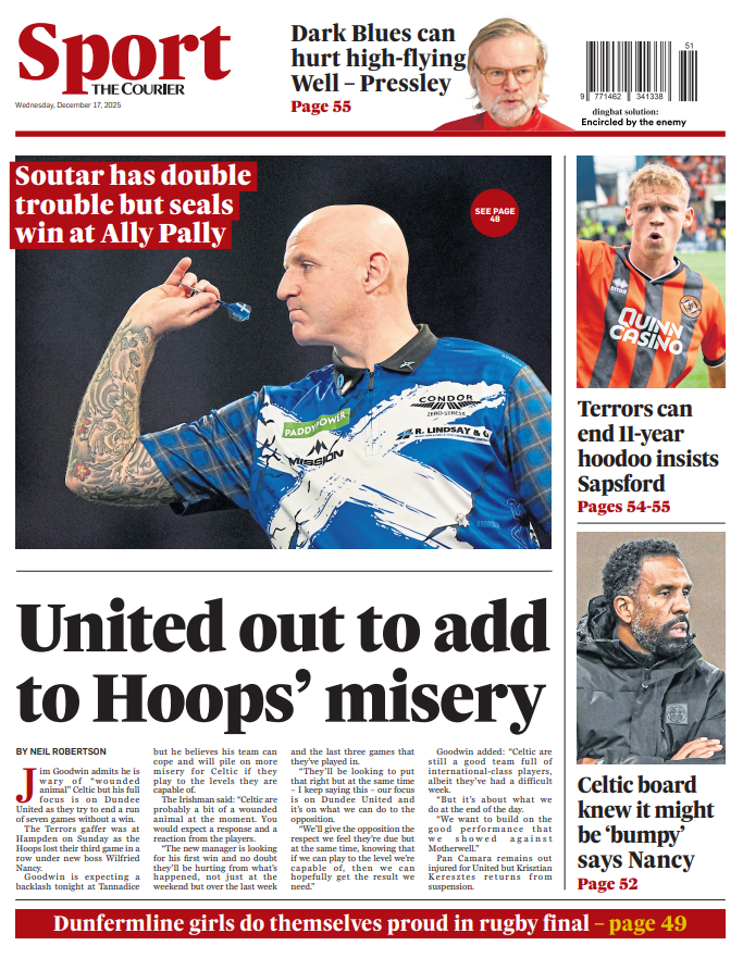 The back page of The Courier on 171225