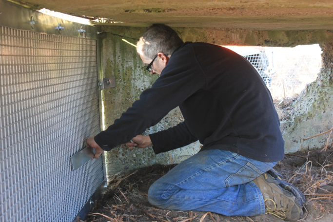 Richard Gilbert converting the interior of the German-style pillbox at Dunwich