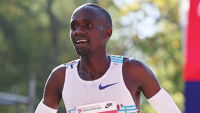 Jacob Kiplimo smiles after winning the Chicago Marathon in 2025
