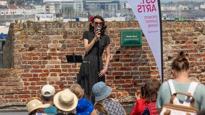 Lady with microphone