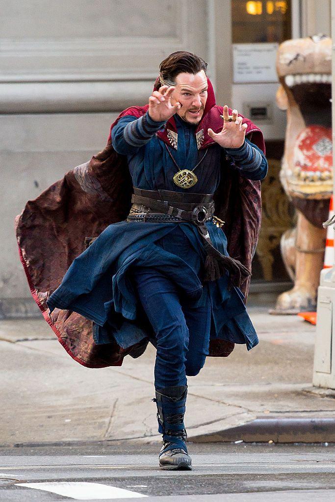 Benedict Cumberbatch is seen filming "Doctor Strange" on April 3, 2016 in New York City.