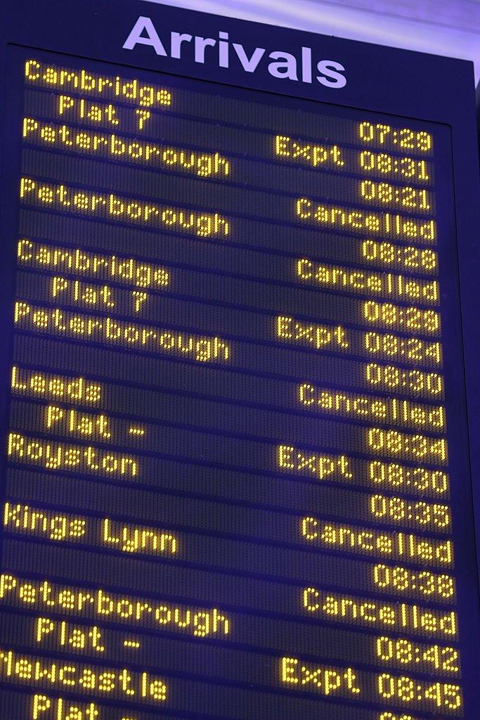 Trains cancelled board.