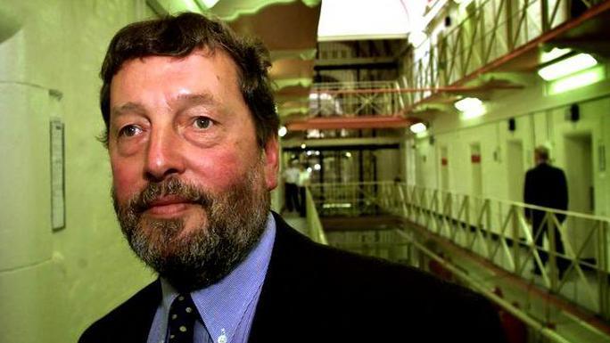 Former Labour Home Secretary David Blunkett on D Wing at HMP Leeds, Wednesday August 8 2001, on his first visit to a prison since taking up the post. 