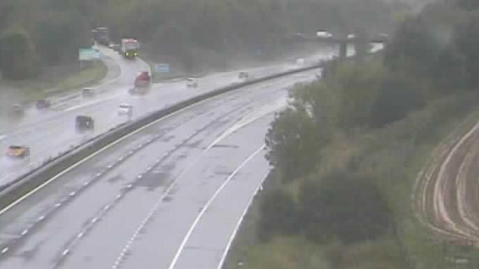 A picture of wet motorway lanes