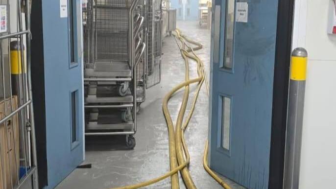 At its height, there were 10 fire crews tackling the fire at Leicester Royal Infirmary