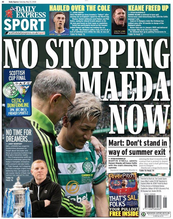 The back page of the Scottish Daily Express on 230526