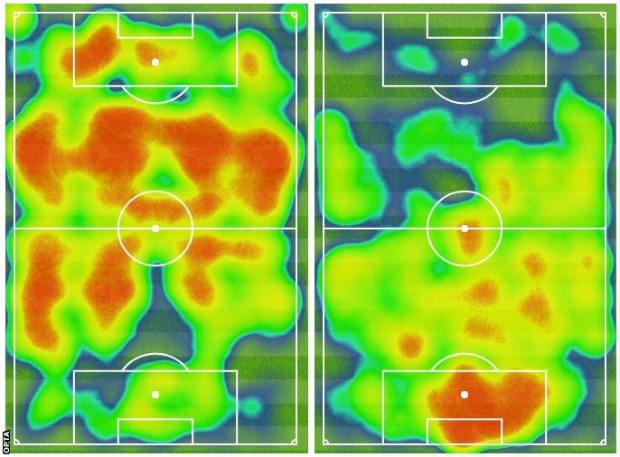 Man Utd v Boro heat map